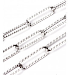 10m - Bobine Chaîne trombone maillons rectangulaires inoxydable