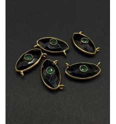 Onyx noir + onyx vert - pendentif troisième oeil