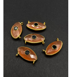 Cornaline + onyx noir - pendentif troisième oeil