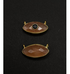 Cornaline + onyx noir - pendentif troisième oeil