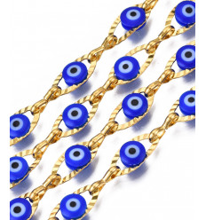 Chaine oeil protecteur bleu acier inoxydable (10cm)