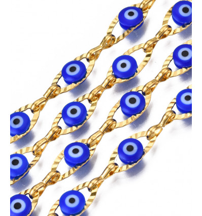 Chaine oeil protecteur bleu acier inoxydable (10cm)