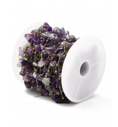 Chaine avec améthyste acier inoxydable (10cm)