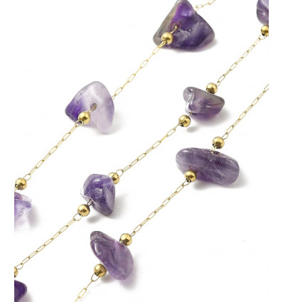 Chaine avec améthyste acier inoxydable (10cm)