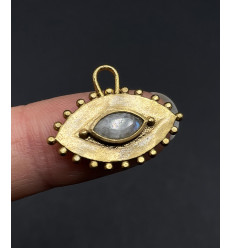 pierre de lune - pendentif oeil pierre sertie en amande