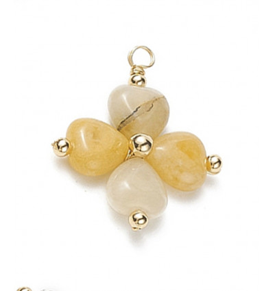 Pendentif trèfle en jade jaune