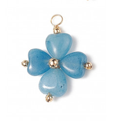 Pendentif trèfle en jade bleu