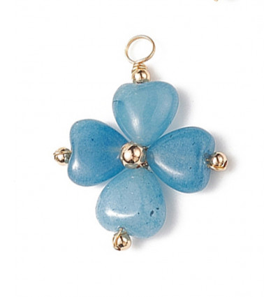 Pendentif trèfle en jade bleu