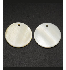 Pendentif médaille en nacre 25x25mm (1pc)