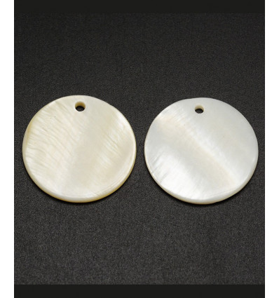 Pendentif médaille en nacre 25x25mm (1pc)