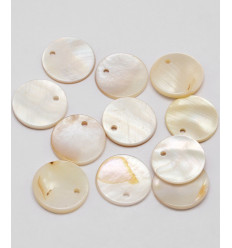 Pendentif médaille en nacre 15x15mm (1pc)