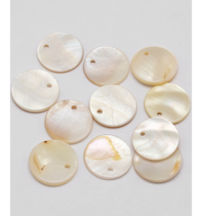 Pendentif médaille en nacre 15x15mm (1pc)