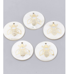 23x23mm - Pendentif médaille en nacre (1pc)