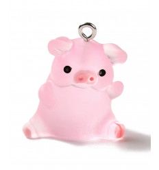 Pendentif petit cochon kawai en résine