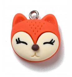 Pendentif tête de renard kawai en résine