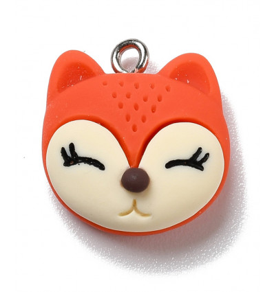 Pendentif tête de renard kawai en résine