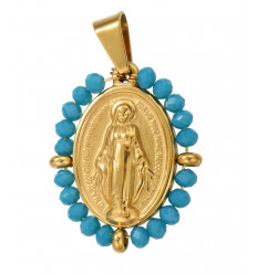 Pendentif vierge entourée de perles