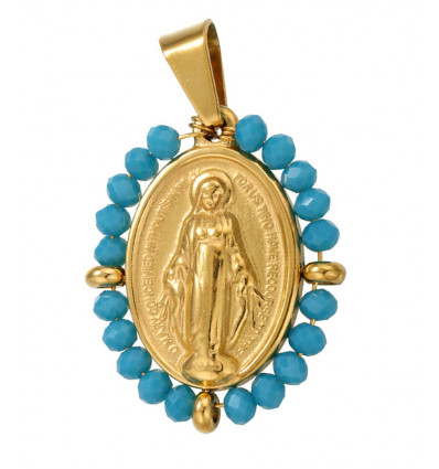 Pendentif vierge entourée de perles