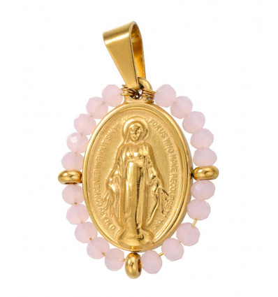 Pendentif vierge entourée de perles