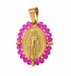 Pendentif vierge entourée de perles