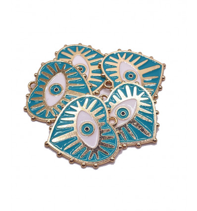 Pendentif émaillé coeur + oeil