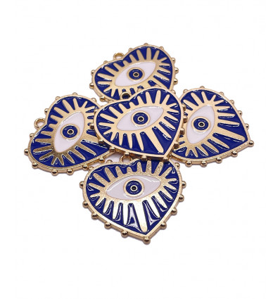 Pendentif émaillé coeur + oeil