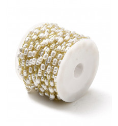 Chaine perle de culture en verre + acier inoxydable (10cm)