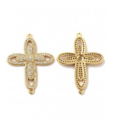 Connecteur grande croix + zircon blanc