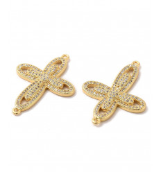 Connecteur grande croix + zircon blanc