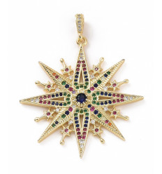 Pendentif grande étoile + zircons multicolores