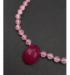 Fil de jade/nylon tressé - rose fluo