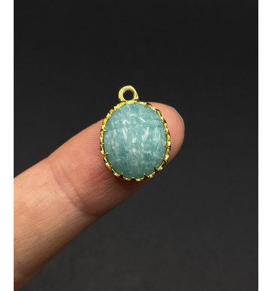 amazonite - pendentif scarabée serti en pierre