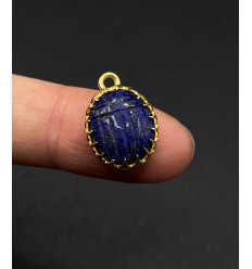 Lapis lazuli - pendentif scarabée serti en pierre