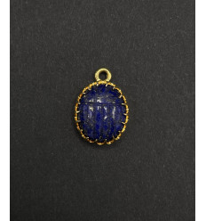Lapis lazuli - pendentif scarabée serti en pierre