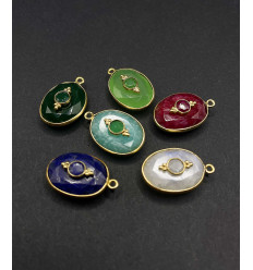 rubis - pendentif serti oval en pierre