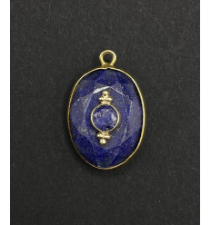 lapis lazuli - pendentif serti oval en pierre