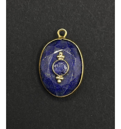 lapis lazuli - pendentif serti oval en pierre