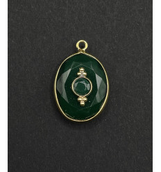 Onyx vert - pendentif serti oval en pierre