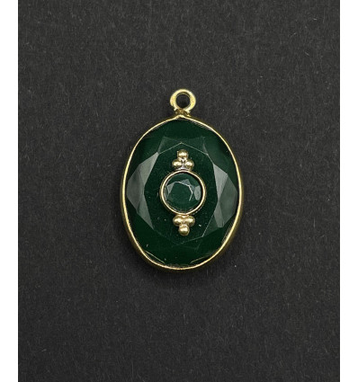 Onyx vert - pendentif serti oval en pierre