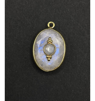 pierre de lune - pendentif serti oval en pierre