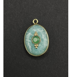 amazonite - pendentif serti oval en pierre