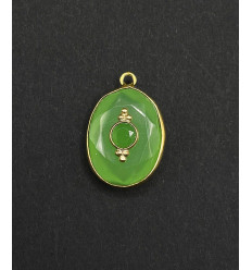 chrysoprase - pendentif serti oval en pierre