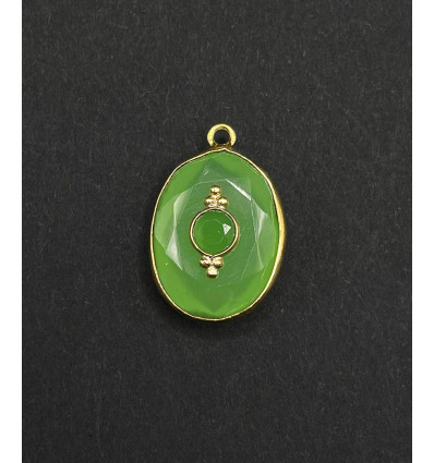 chrysoprase - pendentif serti oval en pierre