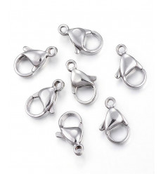 50pcs - Fermoir mousqueton 11mm acier inoxydable