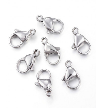 50pcs - Fermoir mousqueton 11mm acier inoxydable