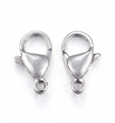 50pcs - Fermoir mousqueton 11mm acier inoxydable