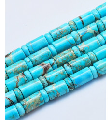 6x3mm - jaspe impérial turquoise - Chapelet en pierre