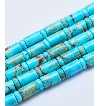 6x3mm - jaspe impérial turquoise - Chapelet en pierre