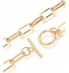 collier chaine trombone 45cm acier inoxydable (1pc)