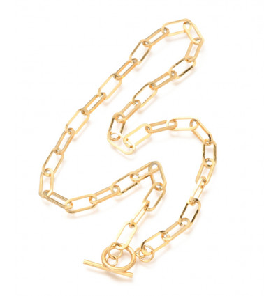 collier chaine trombone 45cm acier inoxydable (1pc)